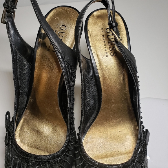 Guess Black Leather Platform Heels Pumps Stiletto Whimsigoth Y2K size 7.5 - Picture 5 of 9